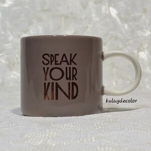 NEW Starbucks 2017 "Speak Your Kind" Mug - 12oz Taupe & Gold Stoneware w/ Tag